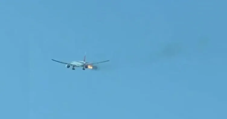 ABD’de 347 yolcuyu taşıyan uçağın motoru havadayken alev aldı