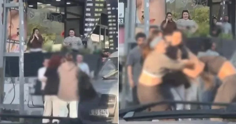 İstanbul’da kadınların yol verme kavgası kamerada:...