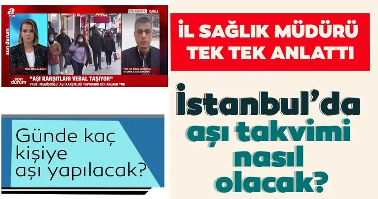 SON DAKİKA | Aşı takvimi nasıl olacak? İstanbul İl Sağlık Müdürü Prof. Dr. Kemal Memişoğlu A Haber canlı yayınında açıkladı!