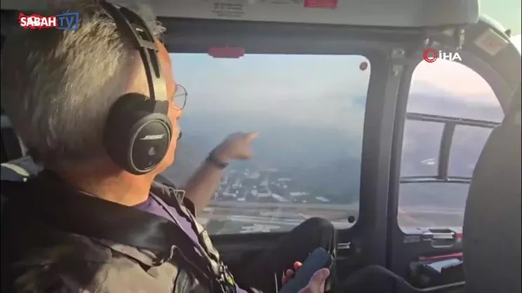 Bakan Uraloğlu, yangın bölgesini havadan inceledi | Video