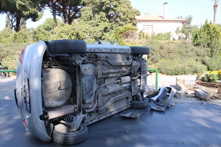Aydın’da korkutan kaza: Kontrolden çıkan araç yan yattı