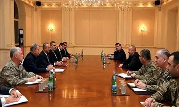 Bakanlar Çavuşoğlu ve Akar’dan, İlham Aliyev’e tebrik ziyareti
