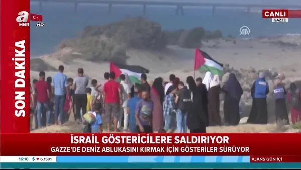 Gazze'de deniz ablukasını kırmak için gösteriler sürüyor