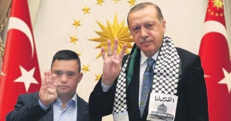 Erdoğan down sendromlu Filistinli genci kabul etti