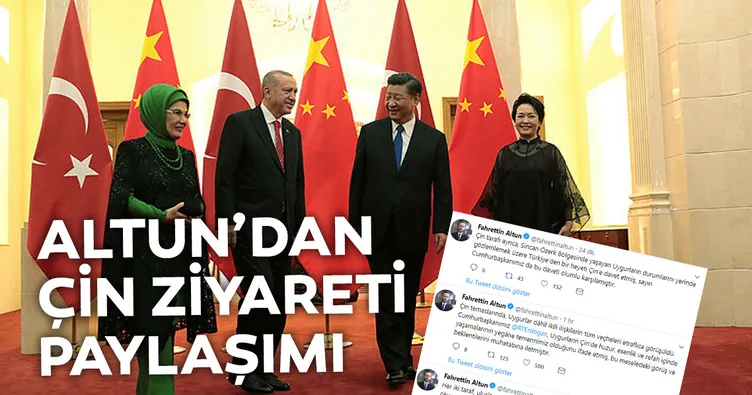 Altun’dan Çin ziyareti paylaşımı
