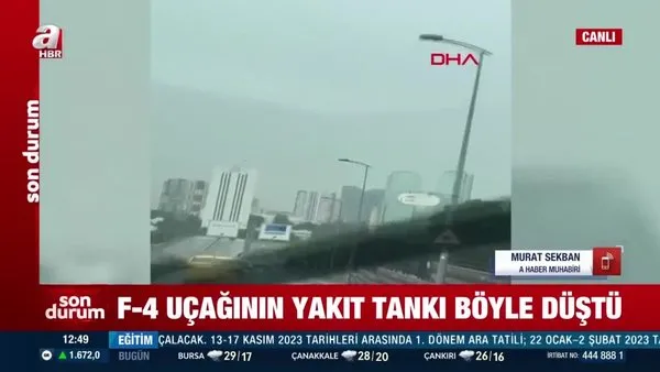 SON DAKİKA | Ankara'da F4 savaş uçağının yakıt tankının düşme anı kamerada