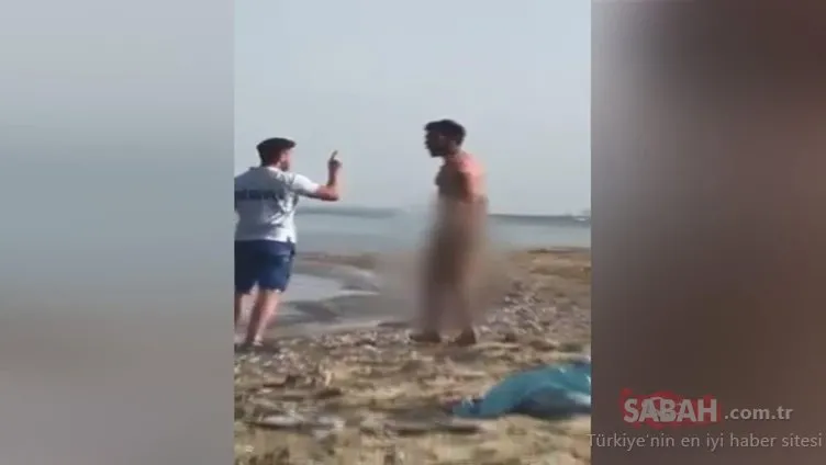 KKTC’de plajda çıplak gezen adama meydan dayağı