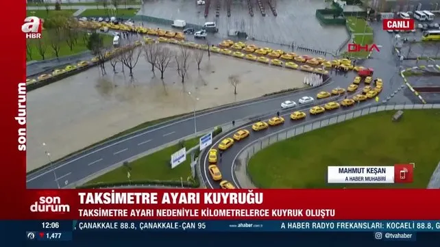 Yenikapı'ya taksici akını... Taksimetre güncelleme sırasındaki taksiler havadan görüntülendi | Video