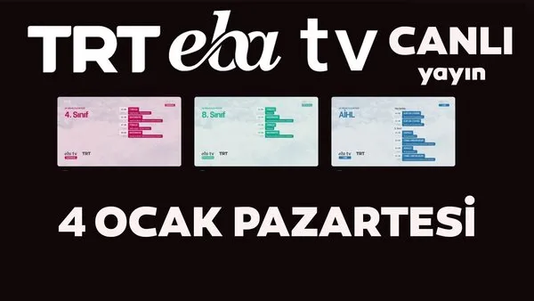 TRT EBA TV izle! (4 Ocak Pazartesi) Ortaokul, İlkokul, Lise dersleri 'Uzaktan Eğitim' canlı yayın: EBA TV ders programı | Video
