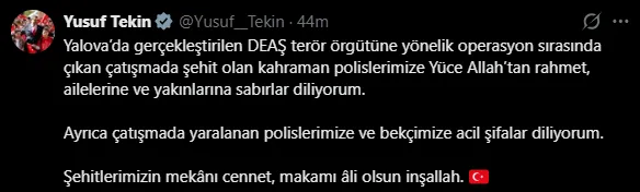 SON DAKİKA: Başkan Erdoğan’dan taziye mesajı! Yalova’daki DEAŞ operasyonunda 3 askerimiz şehit oldu!