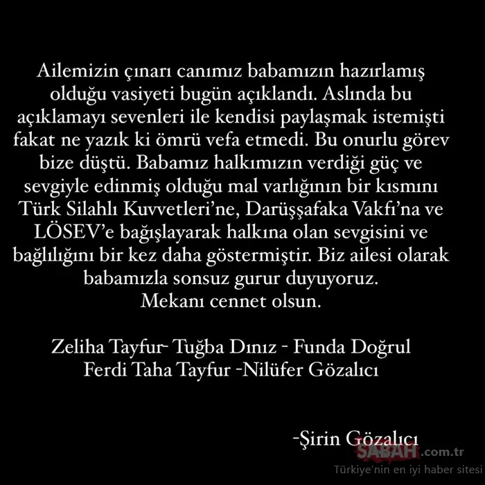 Ferdi Tayfur’un vasiyeti açıklandı! Babamızla gurur duyuyoruz sözleri ile duyurdular: Mal varlığının bir kısmı...
