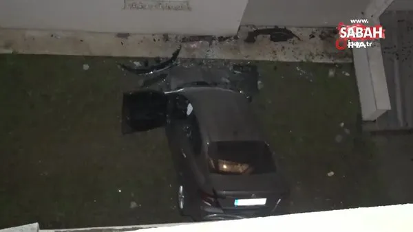 Ankara’da ilginç kaza: Kontrolden çıkan otomobil binanın 3’üncü katına çarptı | Video