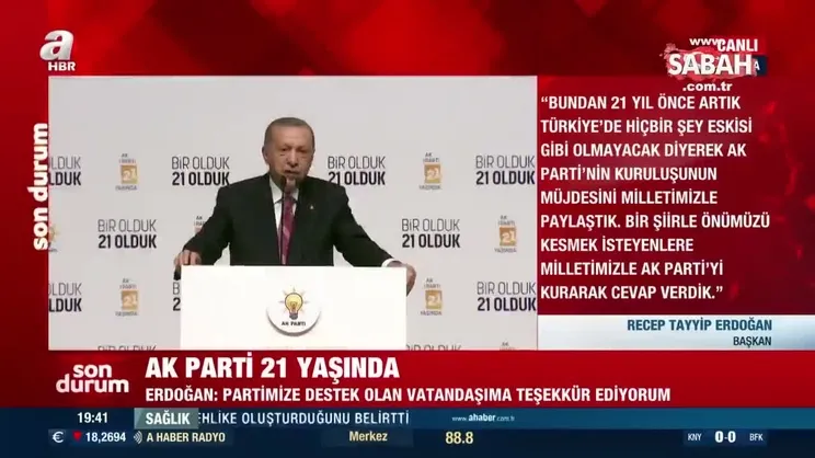 Son dakika: Millete hizmet yolunda 21 yıl! Başkan Erdoğan: Bu kutlu mücadeleyi 2023 seçimini kazanarak taçlandıracağız | Video