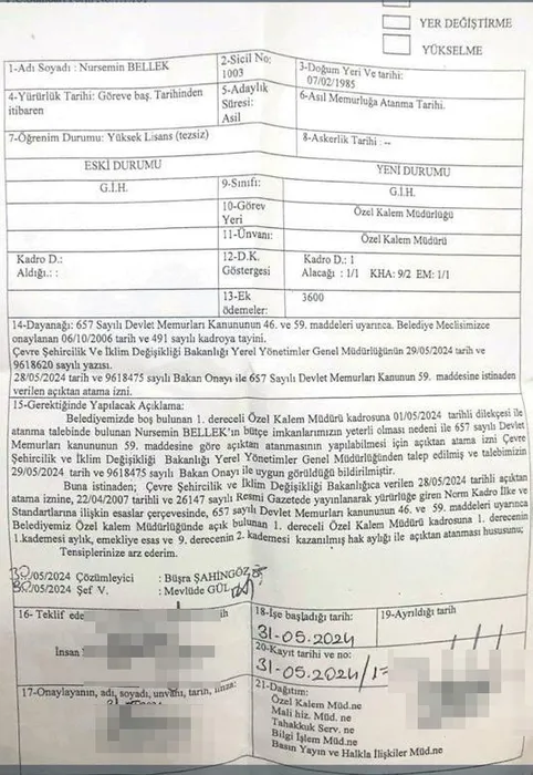 Beşikçioğlu’ndan yine eş dost ataması! Özel kalem müdürü, başkan yardımcısının eşi oldu