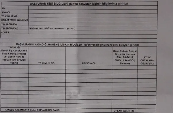 e devlet aile gelir belgesi formu