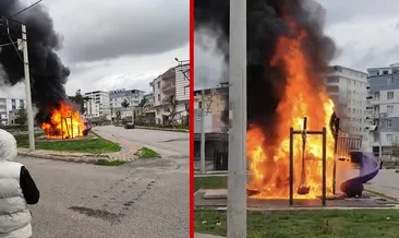 Batman’da yürekler ağza geldi! Çocuk parkında yangın çıktı: Kaydırak birden alev topuna döndü #batman