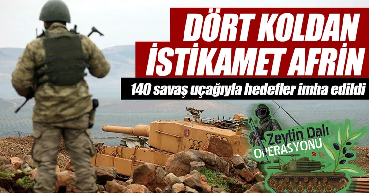 Dört koldan istikamet Afrin