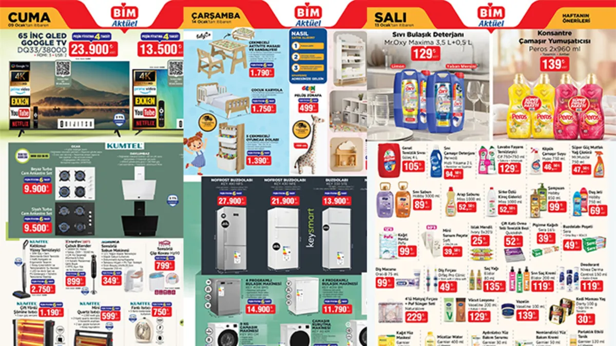 BİM AKTÜEL 9-13-14 OCAK 2026 KATALOĞU | Bu hafta BİM’de neler var, indirimli mi? İşte, yeni liste!