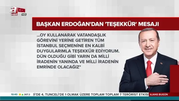 Cumhurbaşkanı Erdoğan'dan teşekkür mesajı 