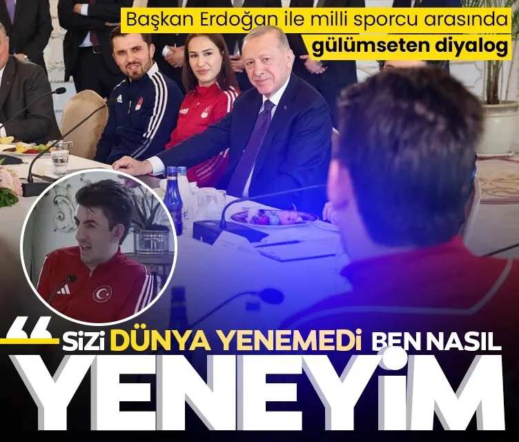 Başkan Erdoğan ile Milli sporcu Abdullah Öztürk arasında gülümseten diyalog
