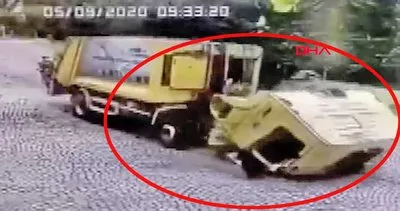 Son dakika haberi | İstanbul Sarıyer’de sürücü kabini düşen çöp kamyonunun dehşet saçtığı anlar kamerada | Video