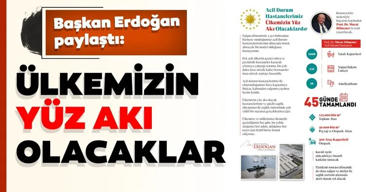 Erdoğan’dan Prof. Dr. Murat Dilmener Acil Durum Hastanesi paylaşımı: