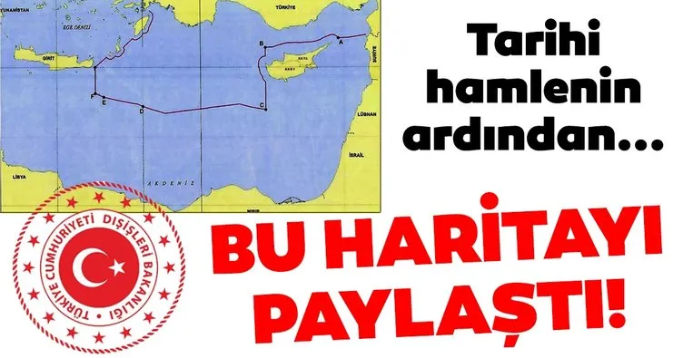 Bakanlık o haritayı paylaştı! İşte Türkiye'nin Doğu Akdeniz'deki kıta sahanlığı ve MEB sınırları