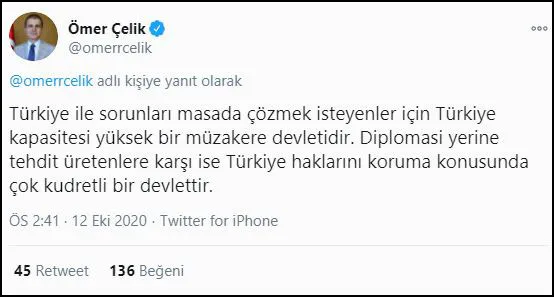 Son dakika: AK Parti Sözcüsü Ömer Çelik'ten Doğu Akdeniz açıklaması: Masadan kaçıp tehdit edenlere cevabını sahada veriyoruz