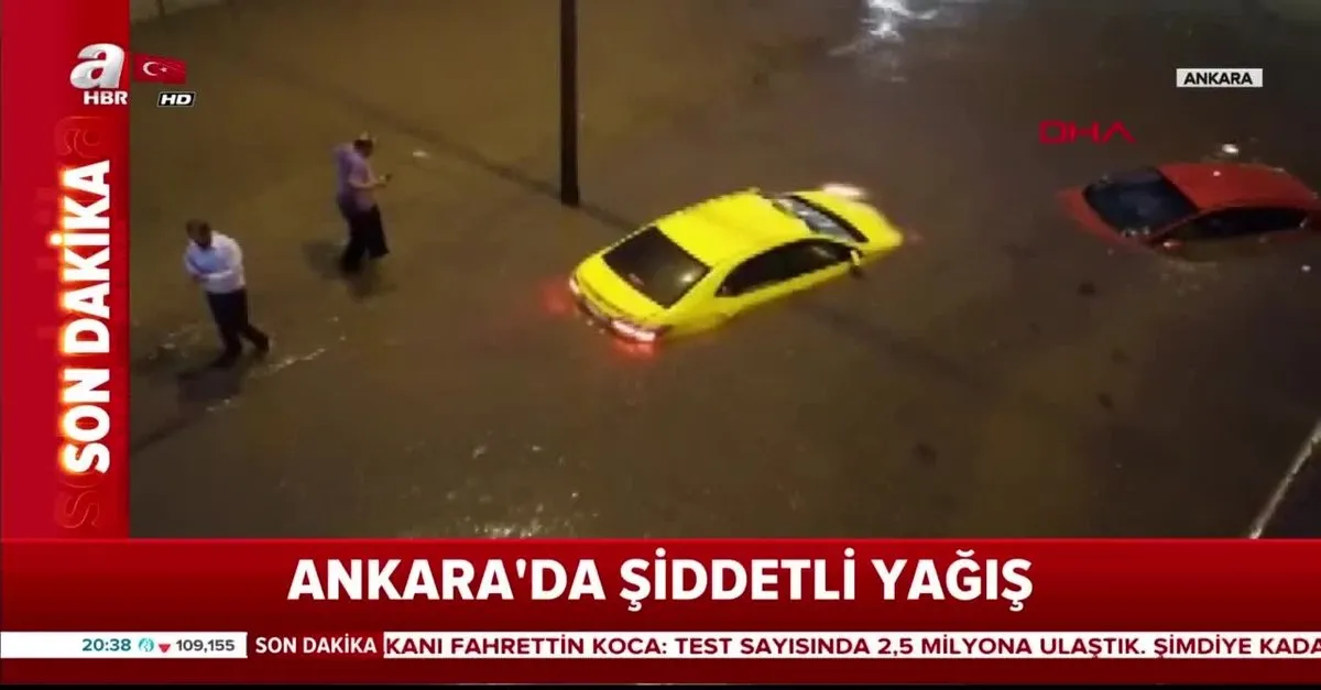 ankara da siddetli yagis sonrasi araclar sular altinda kaldi iste o goruntuler video