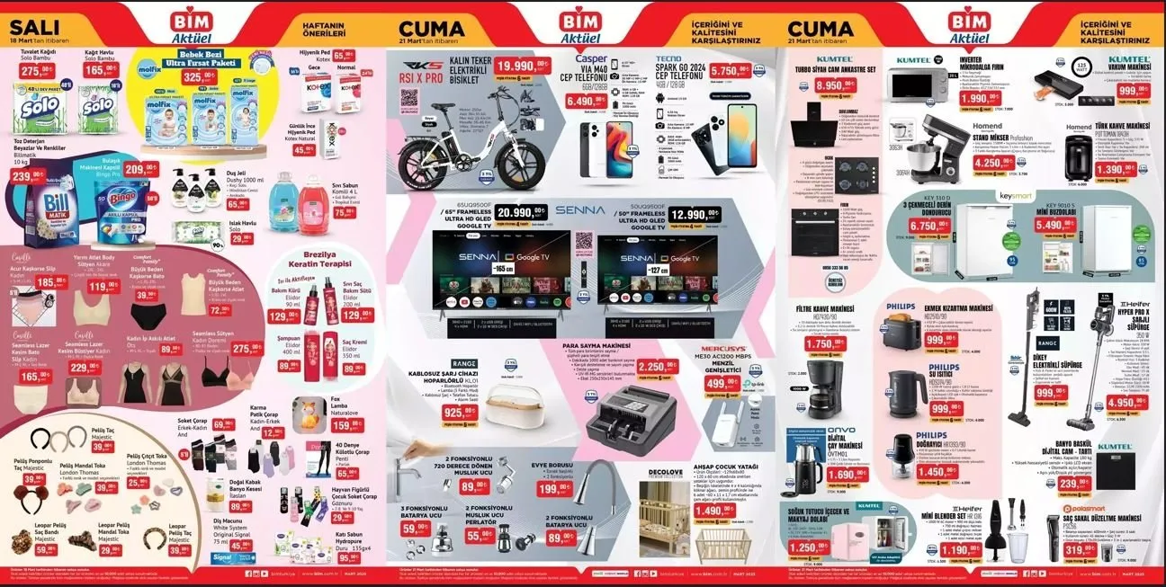 BİM AKTÜEL KATALOG: 21 Mart Cuma marketlerde! Bim'de bu hafta hangi ürünler var? Şarjlı süpürge, elektrikli bisiklet...