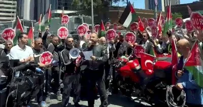 Motosikletlilerden İsrail’in İstanbul Başkonsolosluğu önünde soykırım protestosu