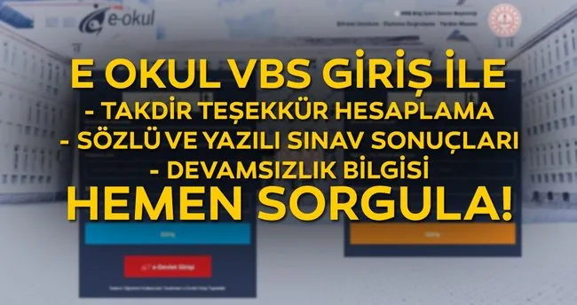 e okul vbs giris ile karne notu takdir
