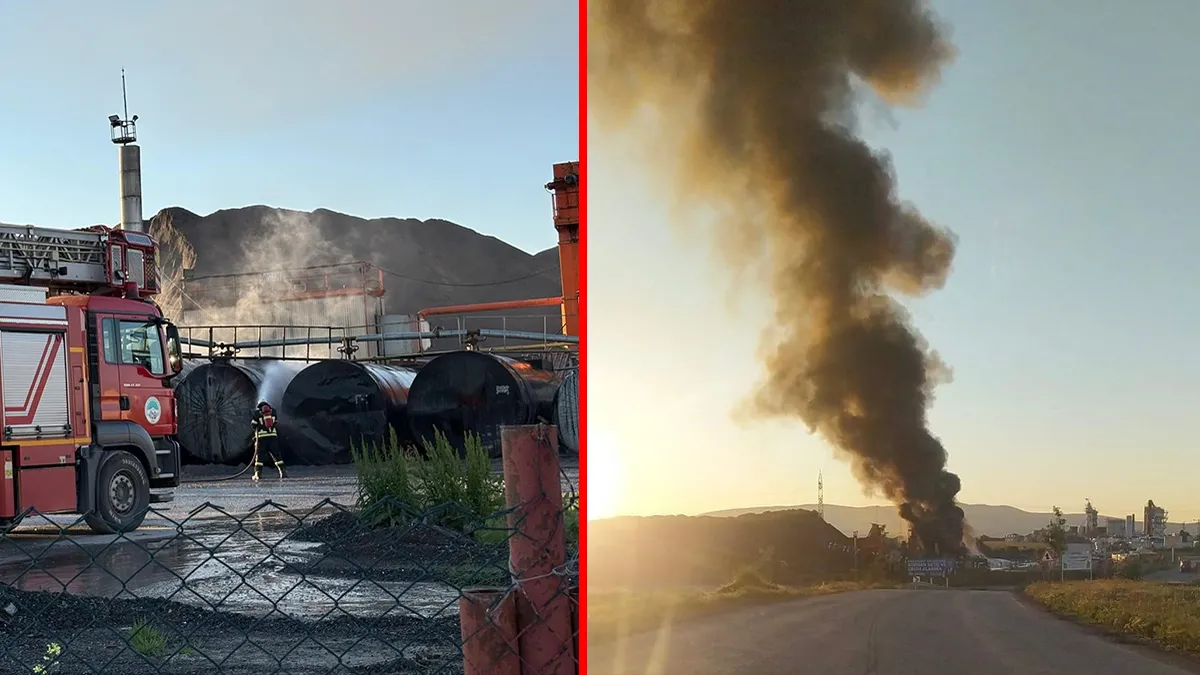 Kayseri’de felakete ramak kala! Dumanlar gökyüzünü sardı: Bitüm tankı alev topuna döndü!