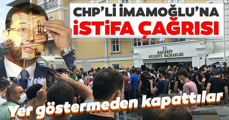 Pazar yerinin kapatılmasını protesto eden çalışanlar İmamoğlu istifa! sloganları attı