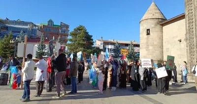 Erzurum'da sağlık çalışanlarından Gazze'ye destek yürüyüşü #erzurum