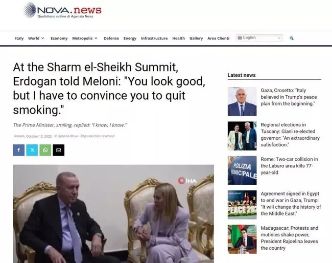 Dünya bu diyaloğu konuşuyor: Erdoğan’ın Meloni’ye sigarayı bırakma tavsiyesi manşetlerde!
