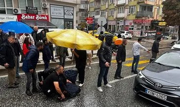 Edirne esnafından anlamlı hareket: Kazada yaralanan yaya ıslanmasın diye yaptıkları hareket yürek ısıttı! #edirne