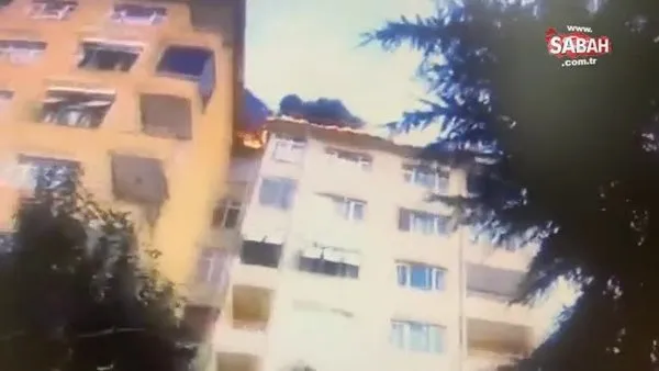 Ümraniye'de fırtınadan hasar gören çatıyı onarırken yangın çıktı | Video