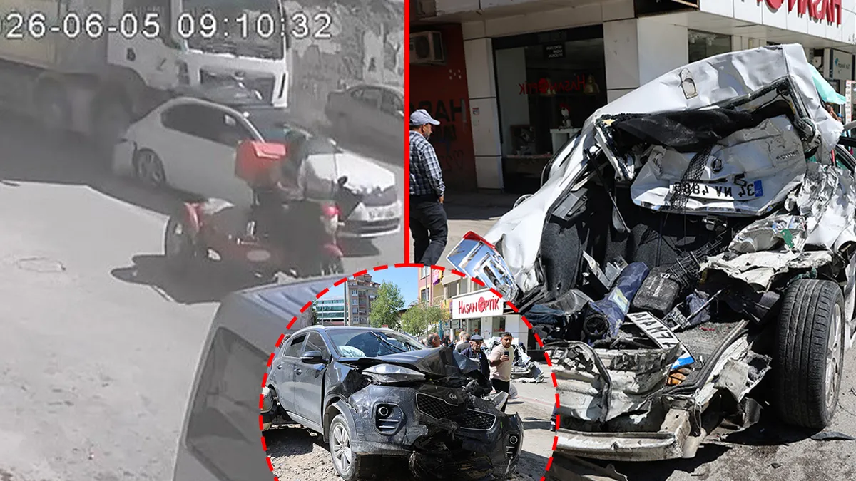 Elazığ'da meydana gelen zincirleme trafik kazasında çarpışan araçlar