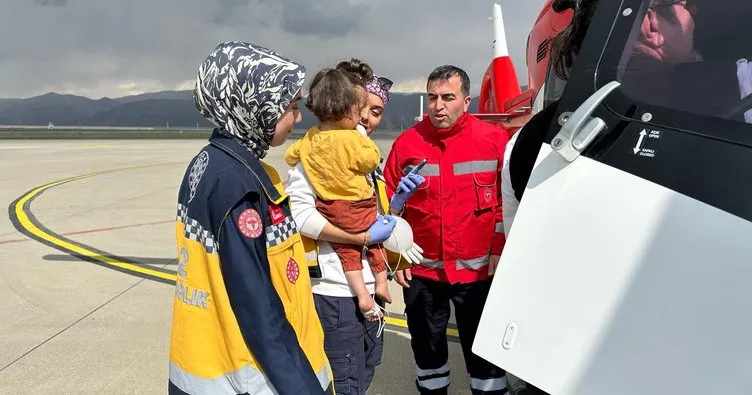 2 yaşındaki Kumsal ambulans helikopter İle Elazığ’a sevk edildi