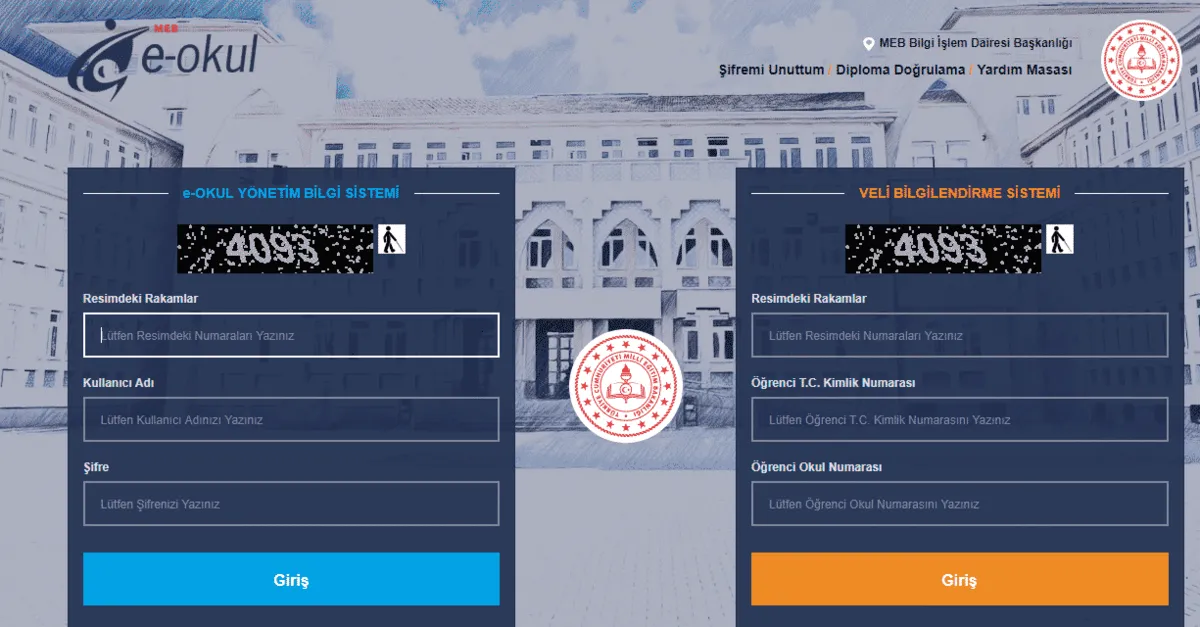 e okul vbs giris ile 1 donem sinav