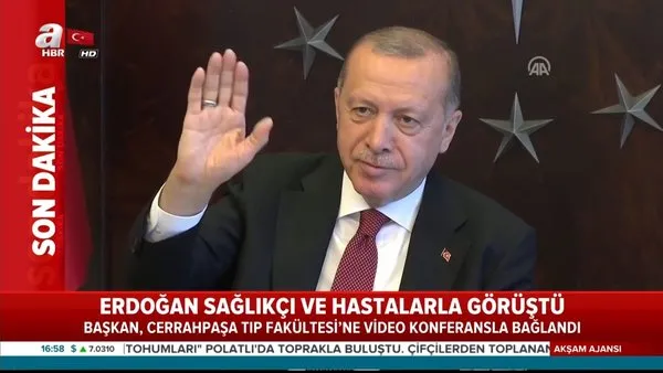 Son dakika: Cumhurbaşkanı Erdoğan, sağlık çalışanları ve hastalarla görüştü | Video