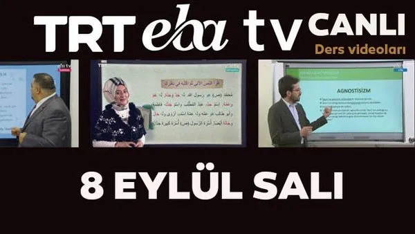 TRT EBA TV izle! (8 Eylül Salı) Ortaokul, İlkokul, Lise dersleri 'Uzaktan Eğitim' canlı yayın... EBA TV ders programı | Video