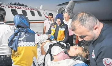 Yaralı genç kız, ambulans uçakla Gaziantep’e getirildi