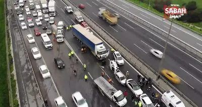 TEM’de 12 araç birbirine girdiği zincirleme kaza! Oluşan trafik havadan böyle görüntülendi | Video
