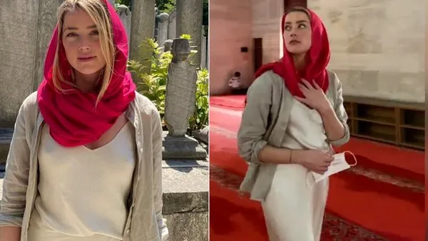 Son Dakika Haberi | Johnny Depp’in eski eşi Amber Heard'ın İstanbul Süleymaniye Camii ziyareti görüntüleri olay oldu | Video