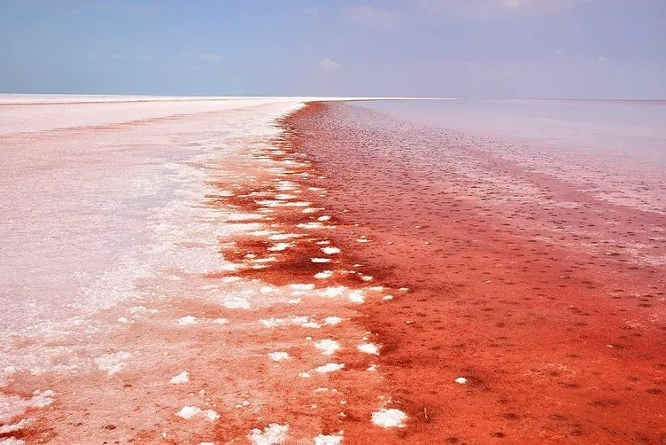 Tuz gölü kırmızı beyaza döndü