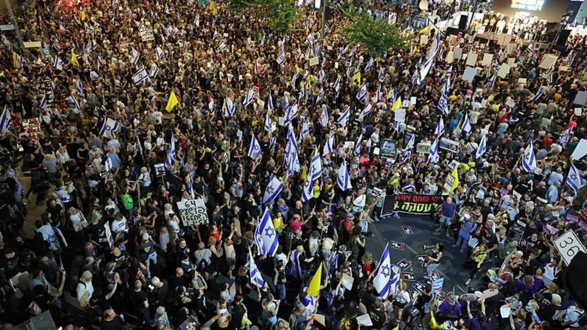 İsrail'de yüz binler sokağa döküldü! Netanyahu'ya ateşkes çağrısı