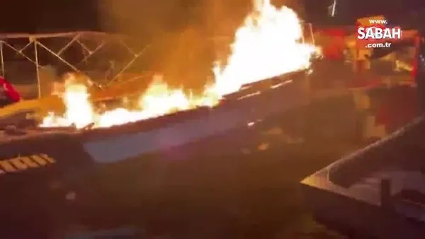 Balıkçı barınağındaki kayık alev alev yandı | Video