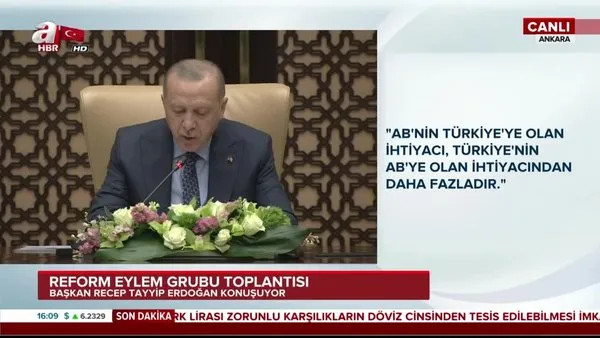 Başkan Erdoğan'dan Reform Eylem Grubu Toplantısı'nda önemli açıklamalar